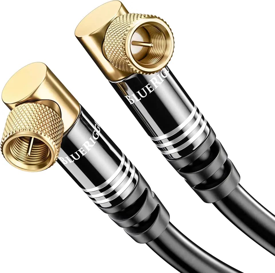 BlueRigger RG6 Coaxial Cable (6FT, 90° Angled to 90° Angled Connector Pin, Gold Plated, Triple Shielded) – Digital Audio Video Coax Cable Cord for HDTV, CATV, Modem, Satellite Receivers