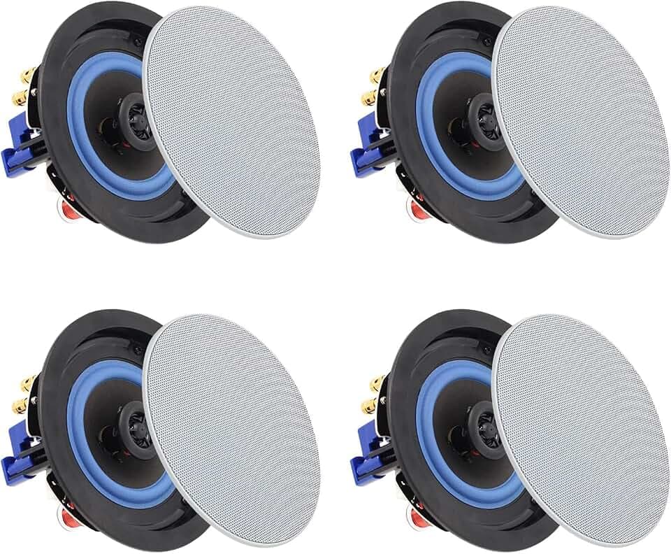 Herdio 4 Inch 320 Watts 2-Way Bluetooth Ceiling Speakers Package Perfect for Home Theater System, Living Room,Office,Flush Mount（4 Speakers）