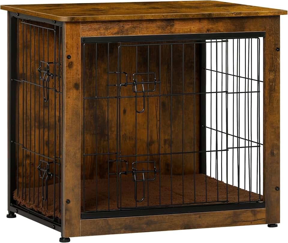 DWANTON 27" Dog Crate Furniture, Dog Kennel Indoor, with Waterproof Cushion