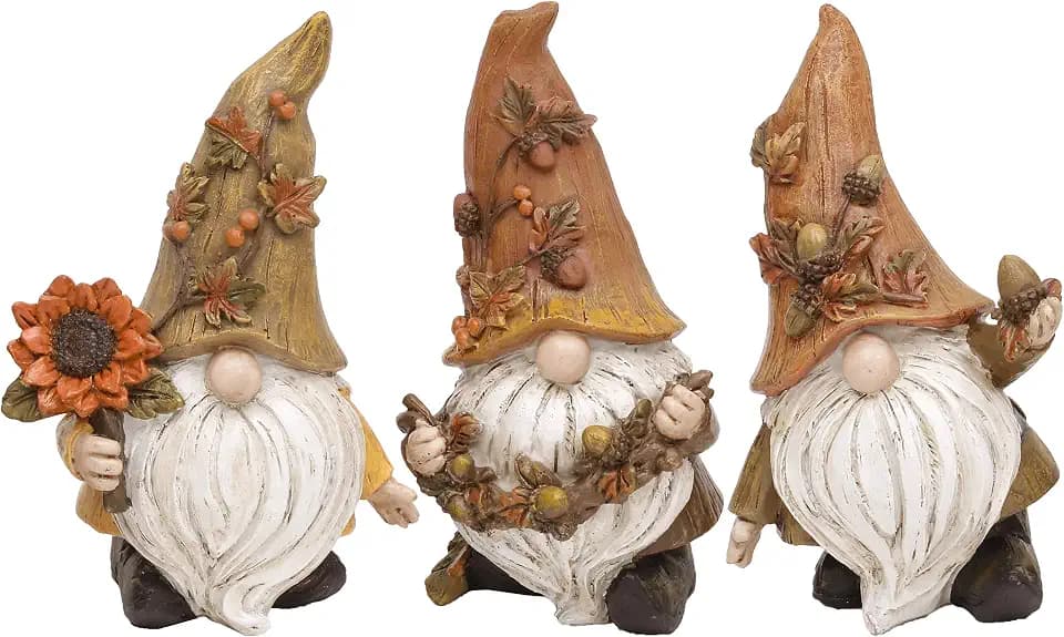 Valery Madelyn 3er Herbstdeko Figuren Kunstharz Zwerge Gartendeko,14cm