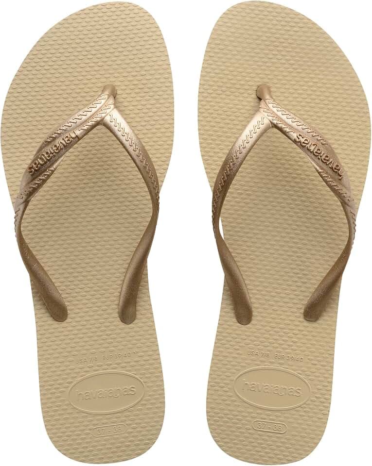 Havaianas – Fantasia, bequeme, strapazierfähige und elegante Flip-Flops, mit Metallic-Streifen und seitlicher Kreuzung, Damen