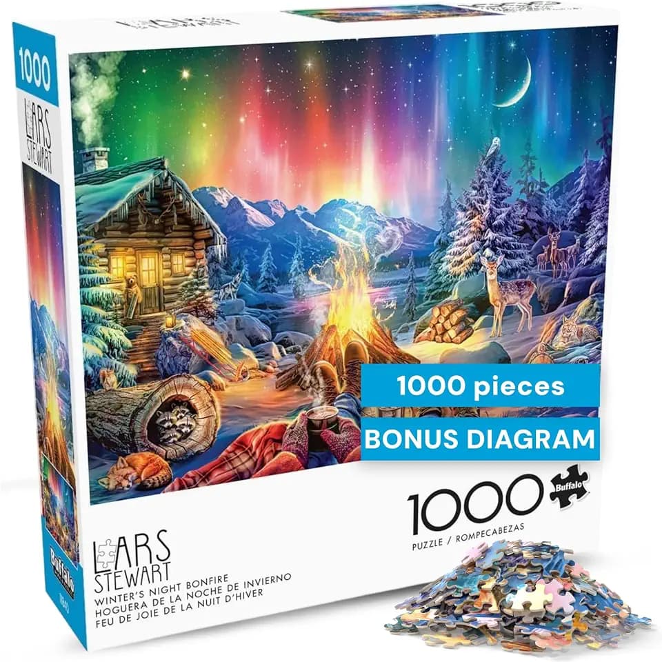 Buffalo Games Lars Stewart, Winter's Night Bonfire, 1000 Piece Puzzle