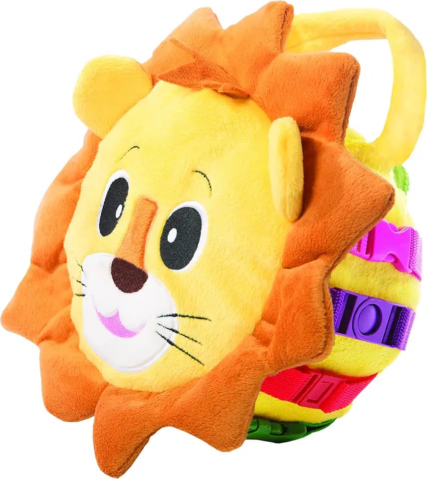 Buckle Toy, Benny Lion, Plush Stuffed Animal Toy, Toddler Learning Activity