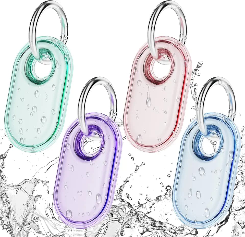 4 Stück TPU Hülle mit Schlüsselring Kompatibel mit Samsung Smart Tag 2 Blau Rosa Lila Grün