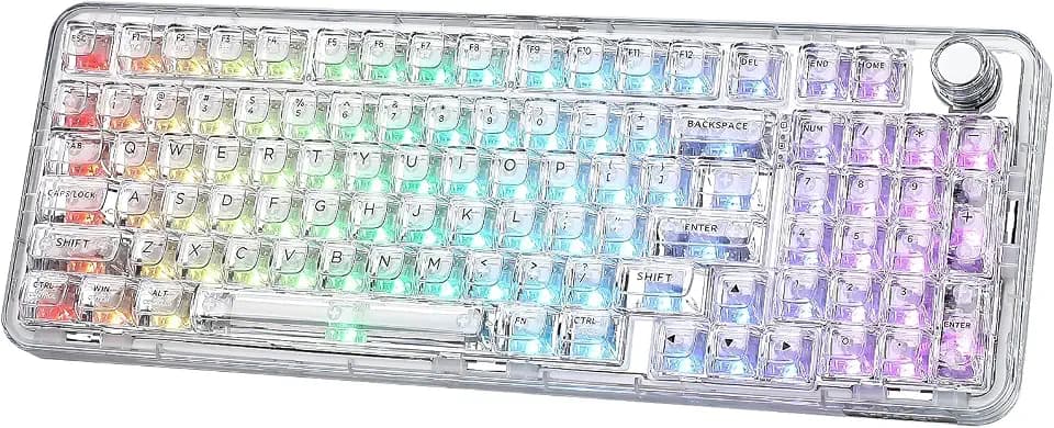 YUNZII X98 Wireless Mechanical Keyboard with Knob (White, Crystal Switch)