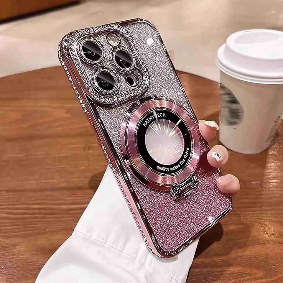 SMARTFOX Magnetic Stand Case for iPhone 16 Pro Max with Bling Rhinestones