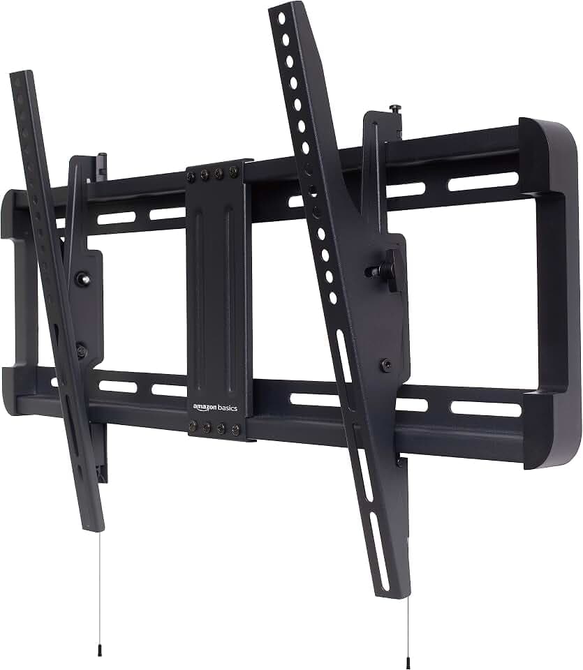 Amazon Basics Tilting TV Wall Mount with Horizontal Post Installation Leveling for 37" to 86" TVs, Wood Studs Compatible, Black