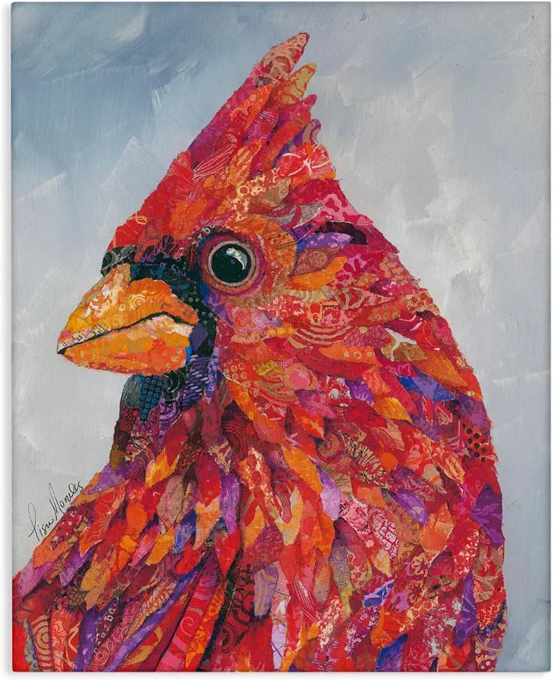 Red Cardinal Layered Collage, 16 x 20 Inch Canvas Wall Art