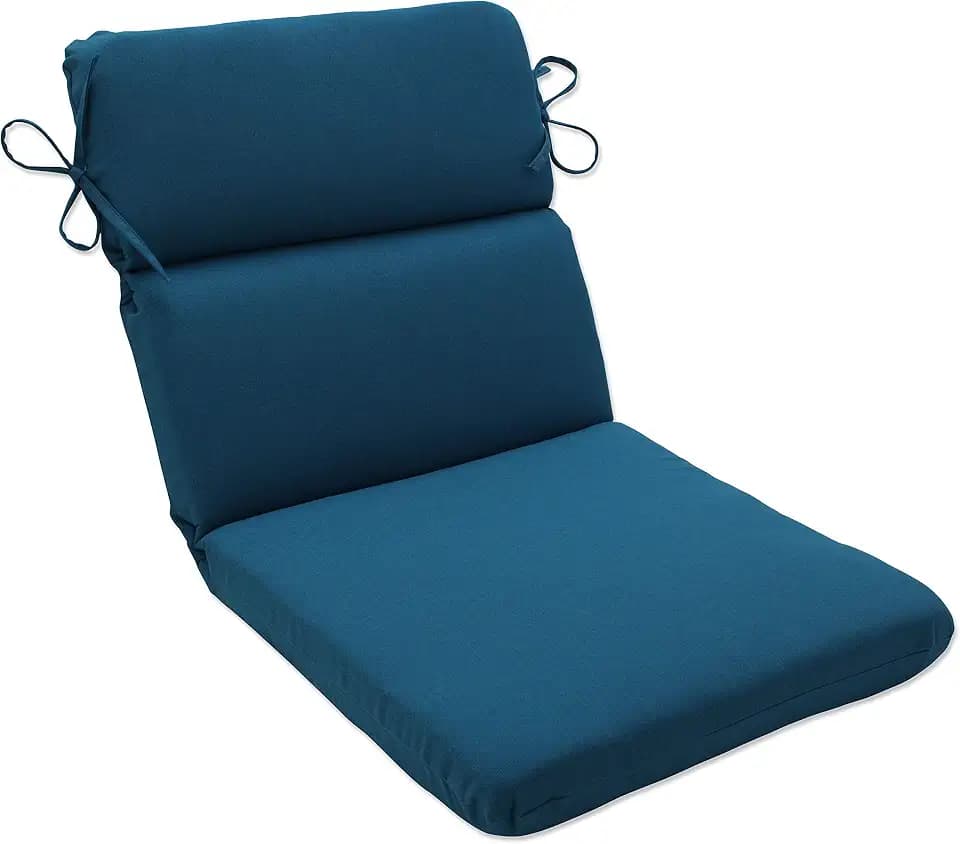 Pillow Perfect - 547466 Outdoor/Indoor Spectrum Peacock Round Corner Chair Cushion, 40.5" x 21", Blue