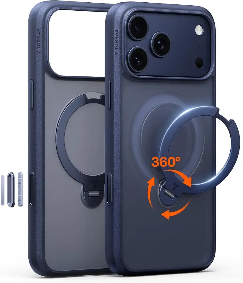 TORRAS Q3 Spin for iPhone 17 Pro Case, 360 Magnetic Stand, Deep Blue
