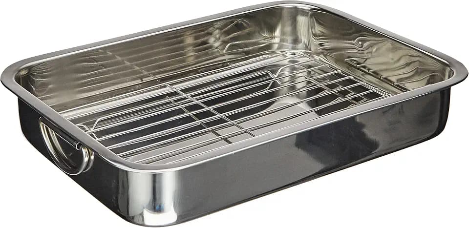 GSW 809405 Viereckpfanne mit Einsatz 809252 Edelstahl Viereckpfanne mit Einsatz 40cm, Edelstahl, silber, 42 x 30,4 x 6,4 cm, 2 Einheiten