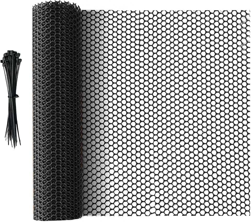 15 m x 40 cm Rollgitterzaun aus Kunststoff, Vielseitiger schwarzer Tiergitterzaun mit Netz, Zuschneidbar, langlebig als Baumschutz, Katzen-, Hunde- & Kaninchenbarriere sowie Pflanzenschutz