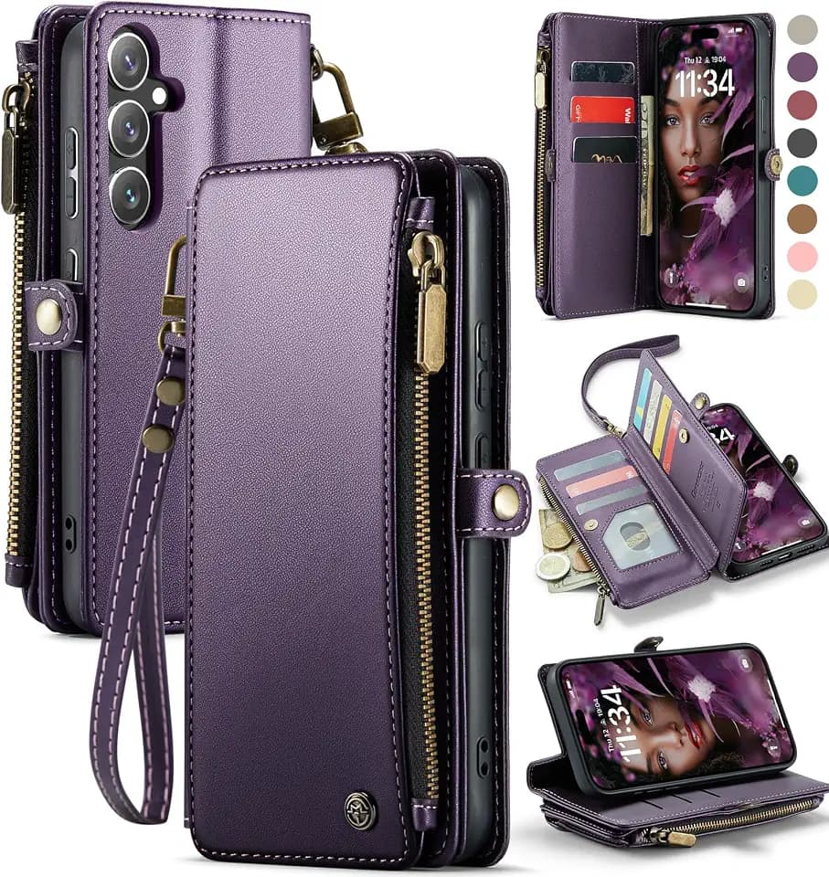 Defencase for Samsung Galaxy S24+/Plus Wallet Case with Card Holder, Purple