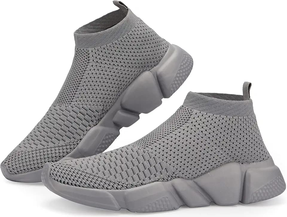 Santiro Mens Walking Shoes Breathable Knit Slip On Sneakers Lightweight Athletic Gym Shoes