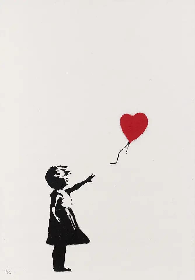 Theissen Banksy Girl With Red Heart Balloon Poster Print - Matte Poster Frameless Gift 11 x 17 Zoll (28 cm x 43 cm) *IT-00164