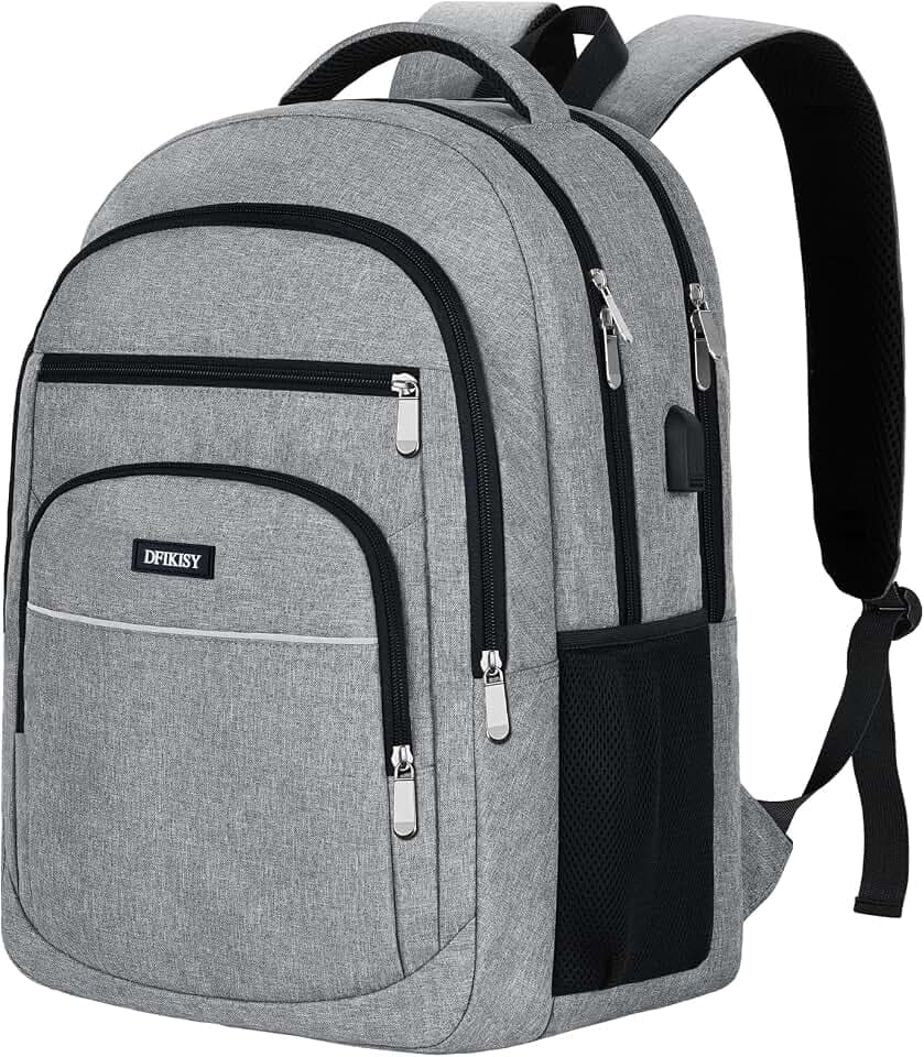 Groß Rucksack Herren, Laptop Rucksack Wasserdicht 17,3 Zoll Schulrucksack Laptoptasche mit USB Ladeanschluss Anti Diebstahl Business Arbeit Reisen Rucksack für Teenager Jungen herren (Grau)