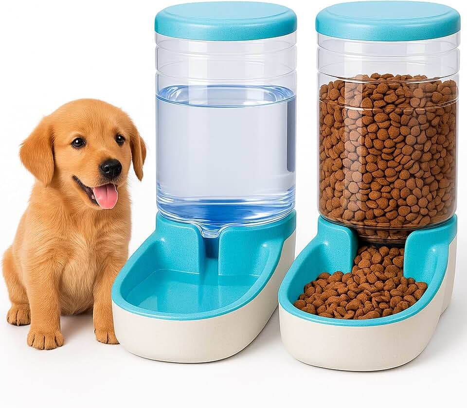 Edipets, Automatischer Futterspender Katze, Hunde, 2 Einheiten, 3.8L, Futter- und Wasserspender für Haustiere (Blau)
