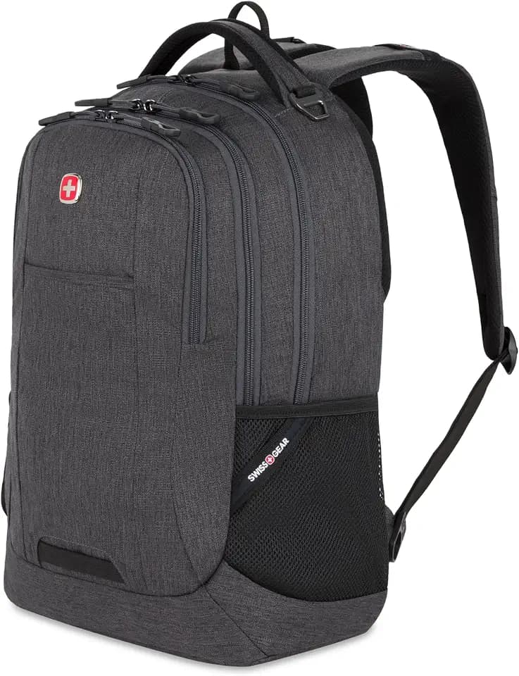 SwissGear 5505 Cecil 16” Laptop Backpack Charcoal – Daily Laptop Bag with Gear Attachment Options – Multiple Organizer Pockets & Padded Shoulder Straps
