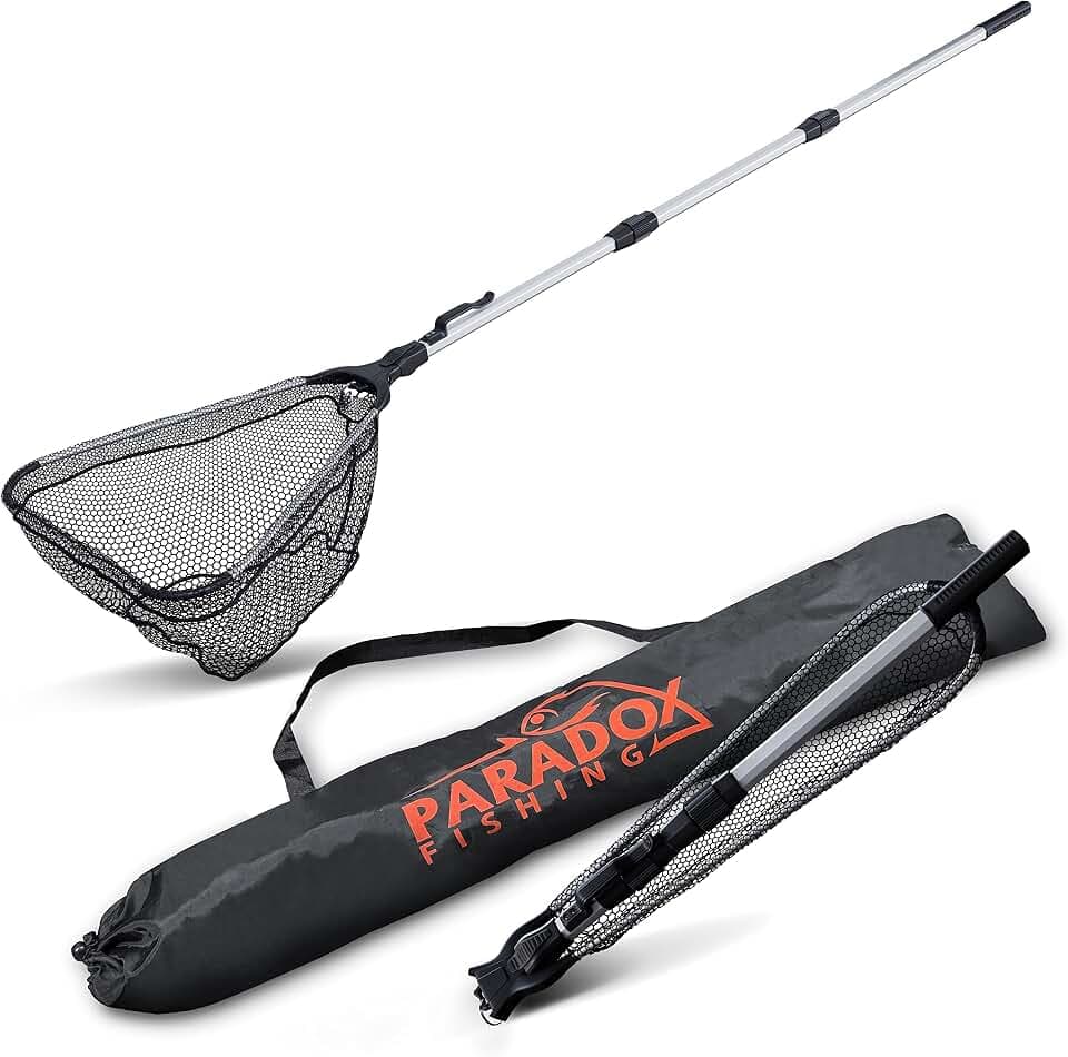 Paradox Fishing Angel Kescher gummiert 1,6m/2,1m | klappbar | Stabiler Unterfangkescher Allround | Teleskop | Kescher Angeln gummiert | Fischschonend
