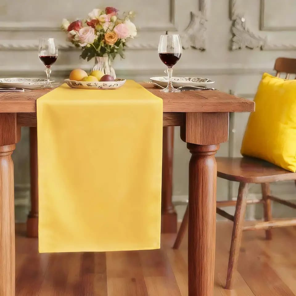 FOLINS&HOME Yellow Waterproof Decorative Table Runner 72 Inches Long