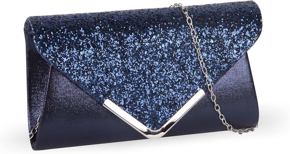 Clutch für Damen, mit Pailletten, mit Kettenriemen, elegante glitzernde Handtasche, Abend-Clutch, Brautschmuck, Abschlussball, Party, Hochzeit, Handtasche