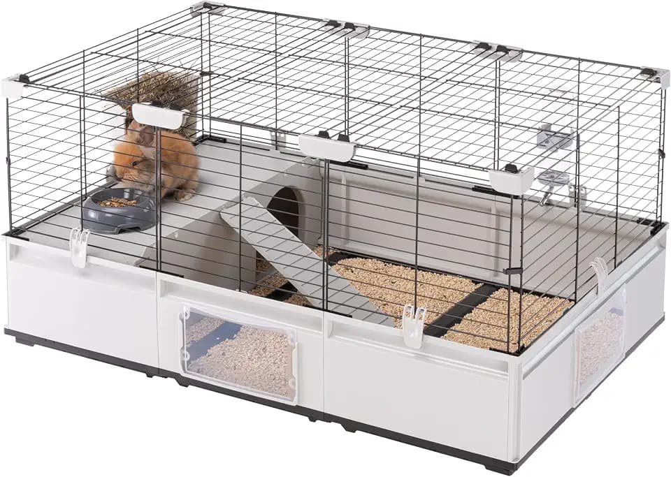 Ferplast Kaninchenkäfig, Hasenkäfig, Meerschweinchenkäfig, MODULAR 2, Modularer, erweiterbare, mit Zubehör, 109 x 72 x h 56 cm