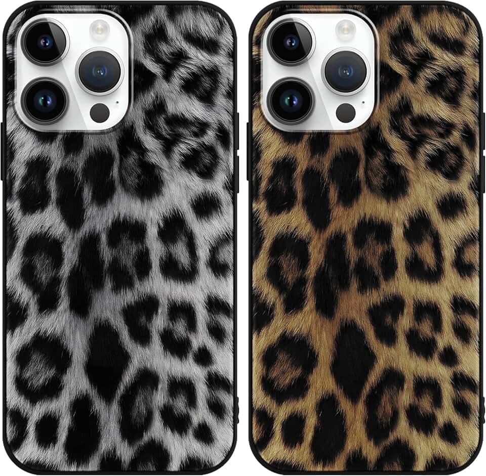 Saqmkil 2 Stück Hülle für iPhone 17, Aesthetic Leopard Muster Design Mädchen Frauen Geschenk Handyhülle, Weich Slim Silikon Süßes Motiv Stoßfest Case Schutzhülle für iPhone 17 6,3'' - Grau