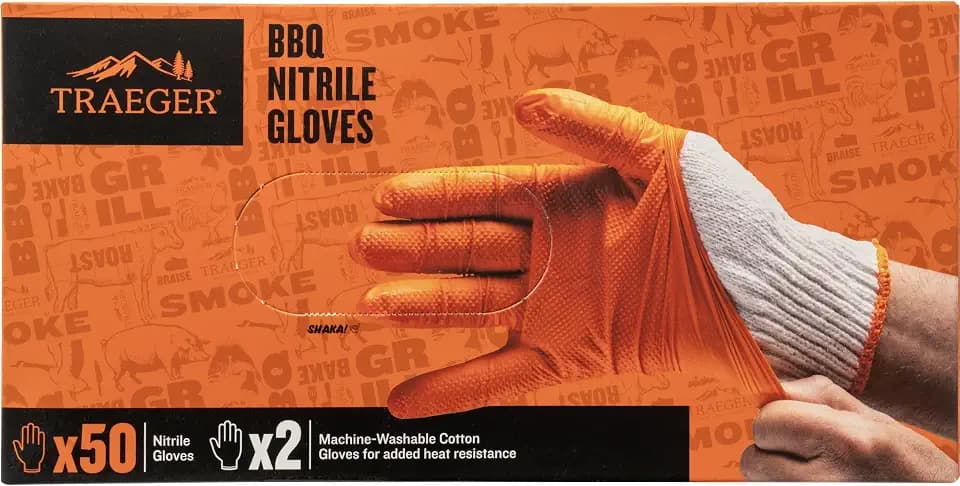 Traeger Grills BBQ Prep & Serve Gloves, 25 Pairs Nitrile + Cotton