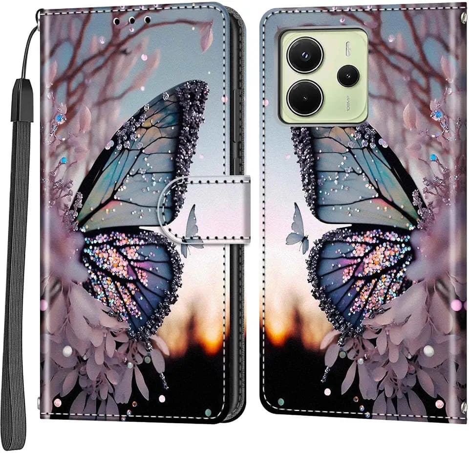 Handyhülle für Xiaomi Redmi Note 14 4G Hülle, Schmetterlingsflügel