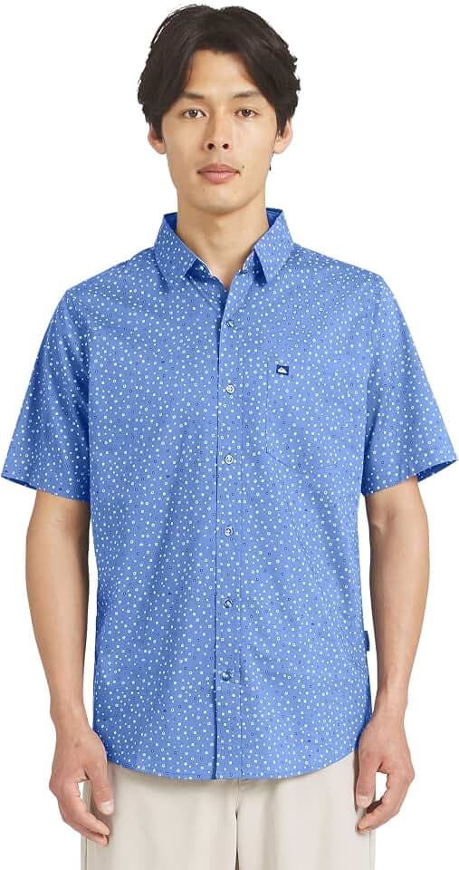 Quiksilver Men's Regular Fit Premium Soft Cotton Short Sleeve Button Down Woven Shirt