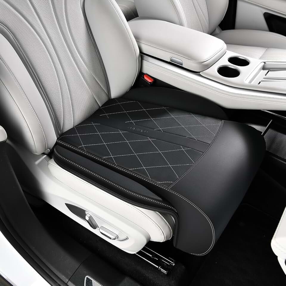 Coverado Car Seat Extender Leg Support Cushion, Leg Rest Cushion for Driver Seat, Universal Car Seat Leg Support, Leather Car Seat Cushion, Waterproof Leg Extension Pad for Long Driving (Update,Black)