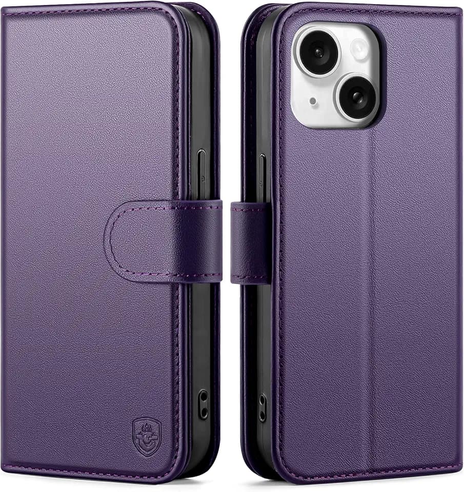for iPhone 14 Wallet Case with Card Holder,Purple