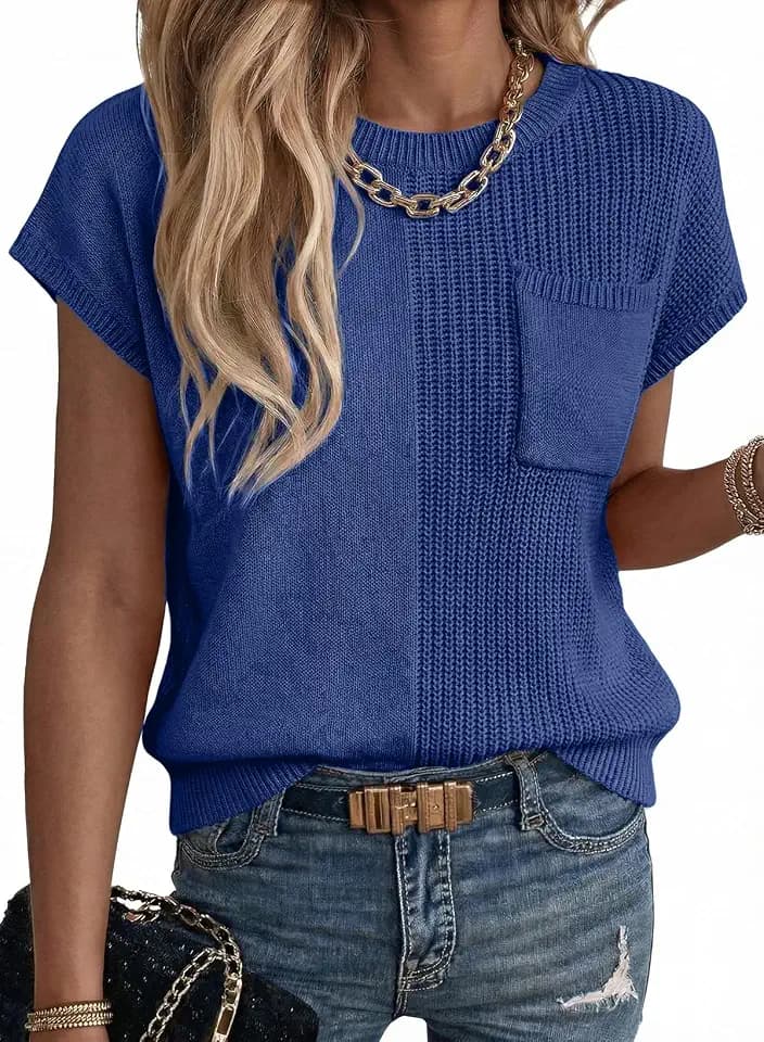 Dokotoo Women Asymmetrical Short Sleeve Sweater Vest 2026