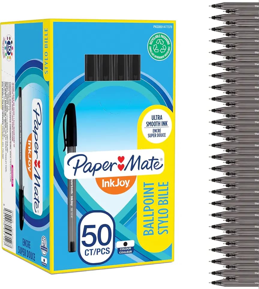 Paper Mate InkJoy 100ST Kugelschreiber | mittlere Spitze (1,0 mm) | Schwarz | 50 Stück