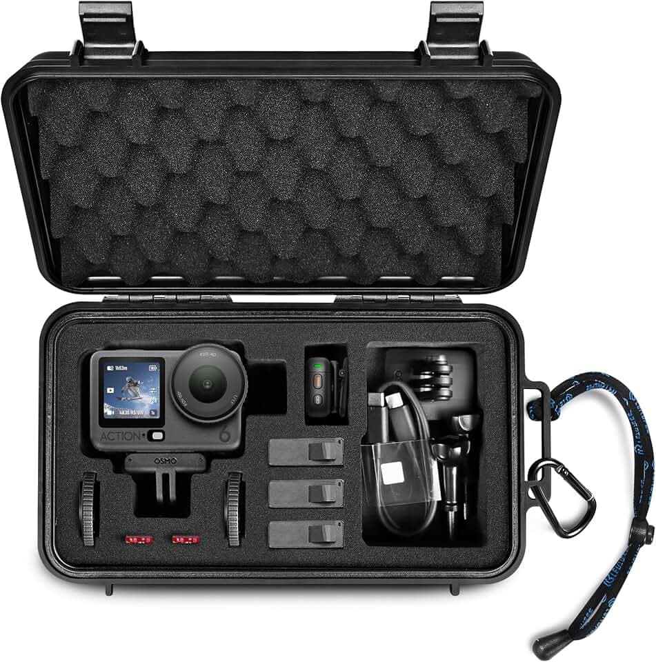 LEKUFEE Klein Wasserdichter Tragekoffer für DJI Osmo Action 6/5 Pro/4/3 Standard Combo,Essential Combo und Zubehör (nur Tragetasche)