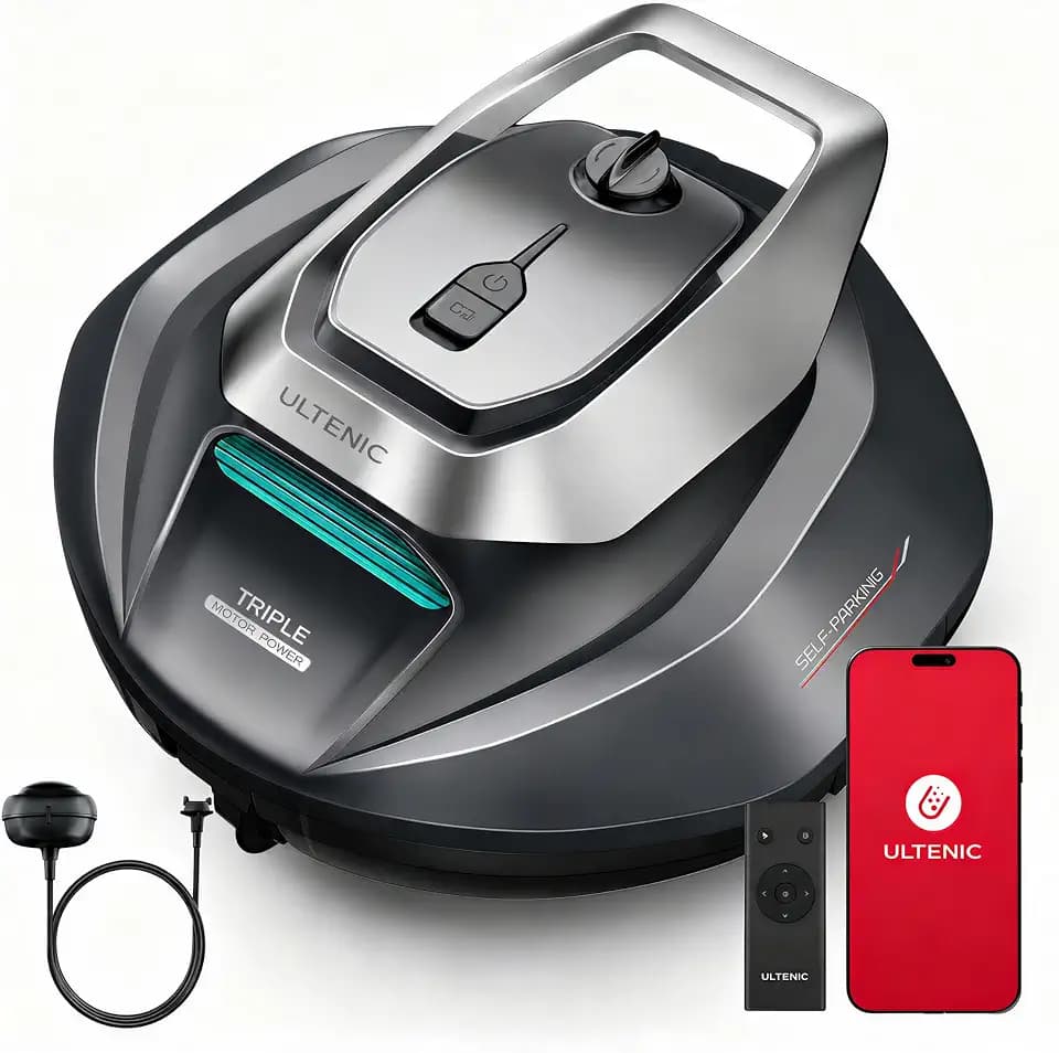 Ultenic Cordless Robotic Pool Cleaner with Remote＆APP Control, Pool Vacuum for Above & In-Ground Pool up to 850 Sq.ft., 90 Mins Long Runtime, Fast Charging, Self-Parking＆2.5L Large Filter, Green