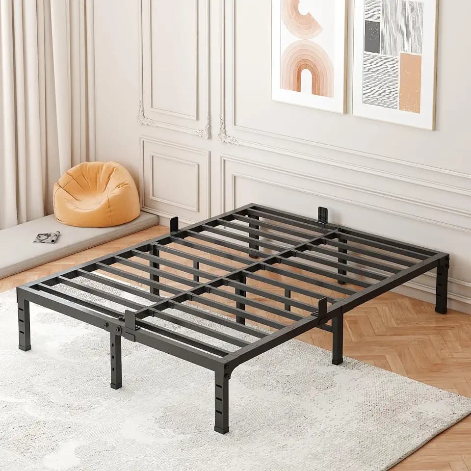 FUIOBYVV California King Bed Frame 14 Inch Tall 3500 lbs Heavy Duty Metal Platform Bed Frame California King Size No Box Spring Needed,Noise Free,Non-Slip,Easy Assembly