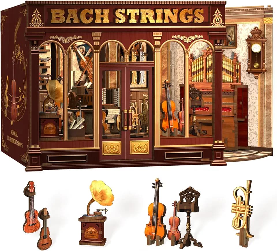 Fsolis Book Nook Kit - Miniature Kit for Adults (Bach Strings)
