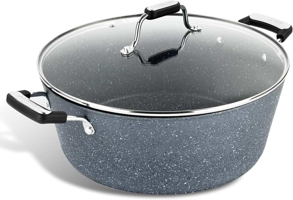 Scoville Expert Neverstick+ Suppentopf mit Glasdeckel, 32 cm, großer antihaftbeschichteter Suppentopf, 8 l Fassungsvermögen, geeignet für alle Herdplatten, ergonomische Griffe, tiefer Kochtopf,