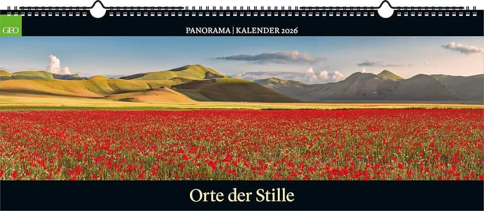 GEO - GEO Panorama: Orte der Stille 2026 – XXL Wandkalender 120x50 cm, Panorama-Kalender mit Naturfotografie, 12 Monatsblätter & Spiralbindung für Natur- und Landschaftsliebhaber