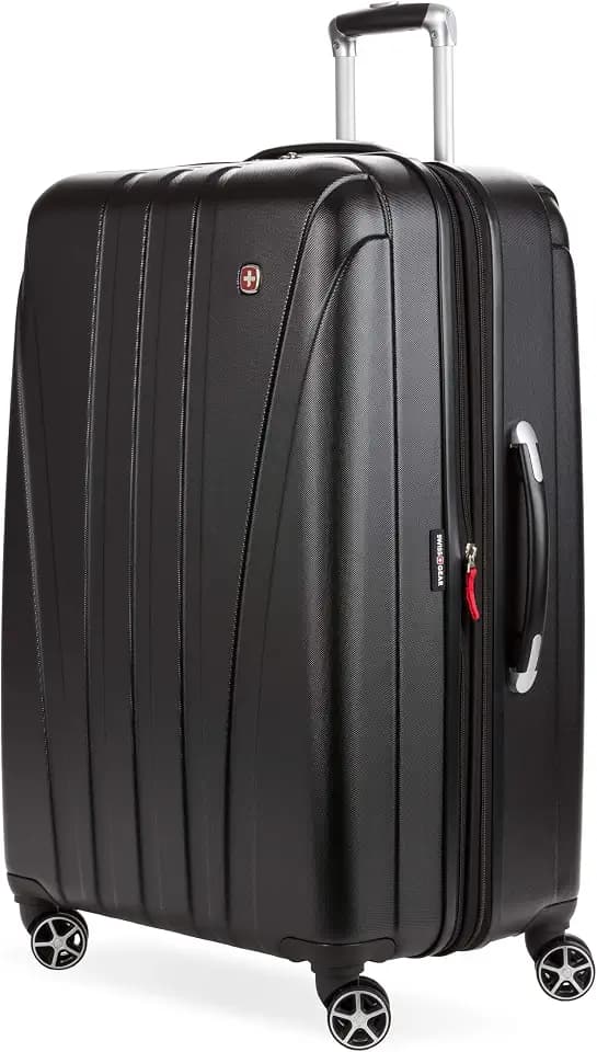SwissGear 7585 Hardside Expandable Luggage with Spinner Wheels, Black, Checked-Large 27-Inch