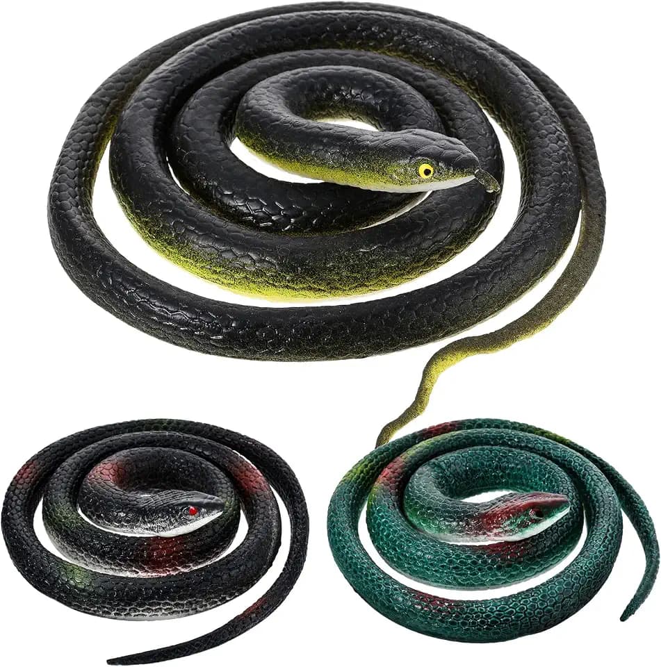 Blulu 3 Pcs Rubber Snakes Realistic Large Fake Snake Toys, Classic Style