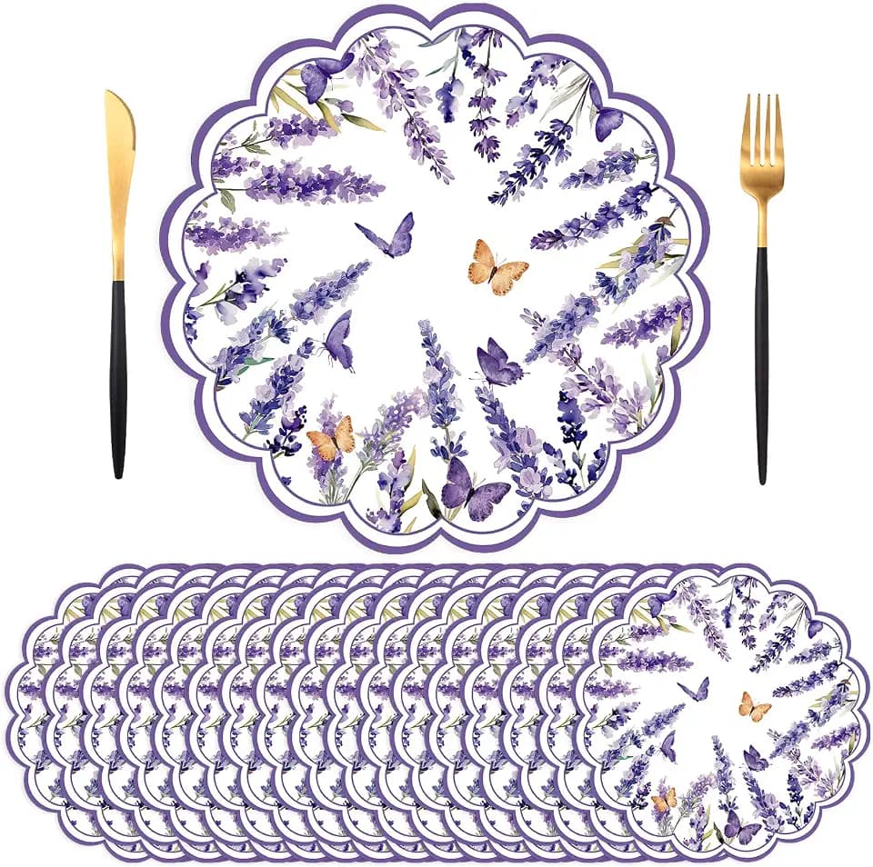 Paper Placemats Disposable 50 Pack Lavender Summer Placemats