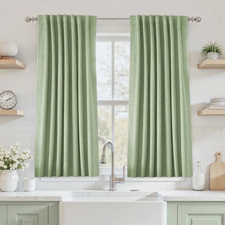 UHITECH Bedroom Short Curtains Blackout 54 Inch Long 2 Panels, Sage Green