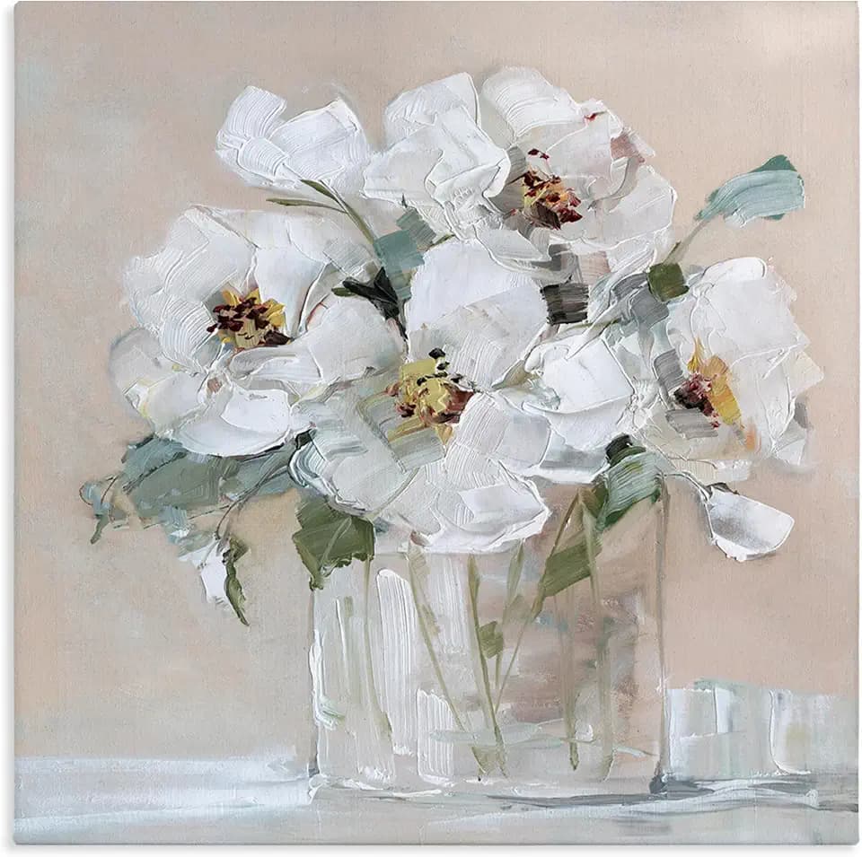 Stupell Industries Traditional White Blooms Flower Arrangement Still Life Canvas Wall Art, Design By Sally Swatland