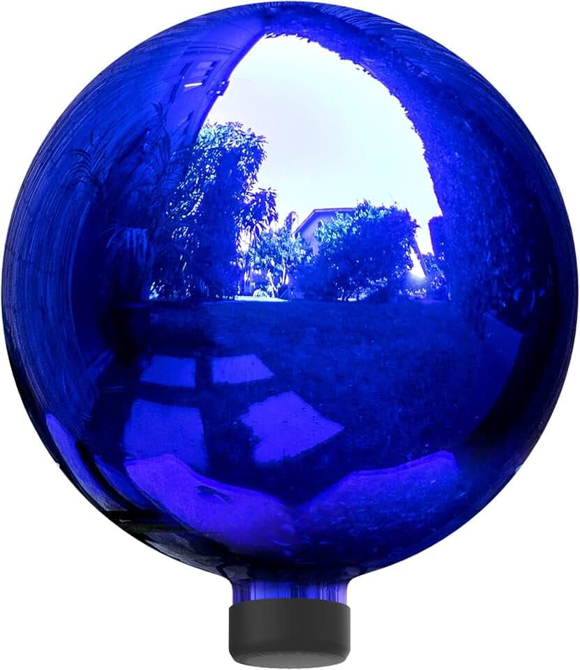 Alpine Corporation | 10" Indoor/Outdoor Glass Gazing Globe — Festive Garden & Yard Décor Accent — Blue