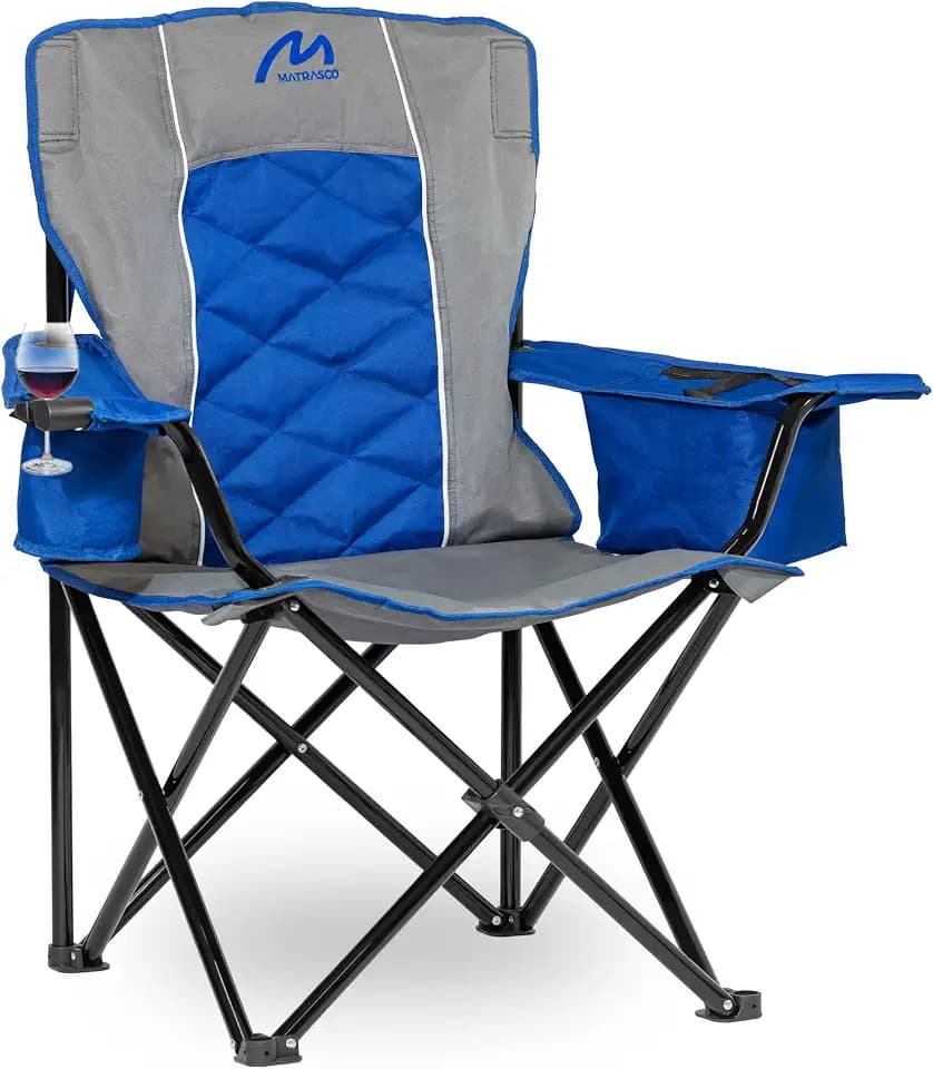 Oversized Padded Camping Chair, 450 lbs Capacity, Sapphire Blue