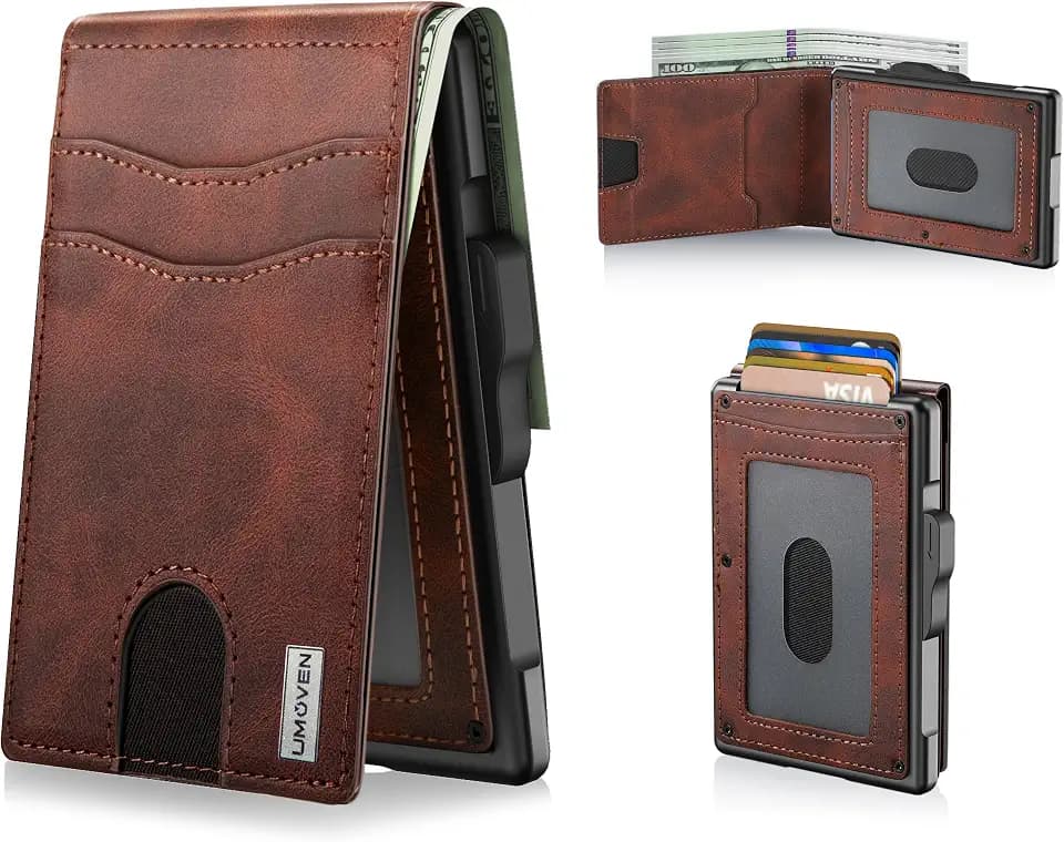 Wallet for Men, Minimalist Leather RFID Blocking Bifold Wallet, Cash Slot