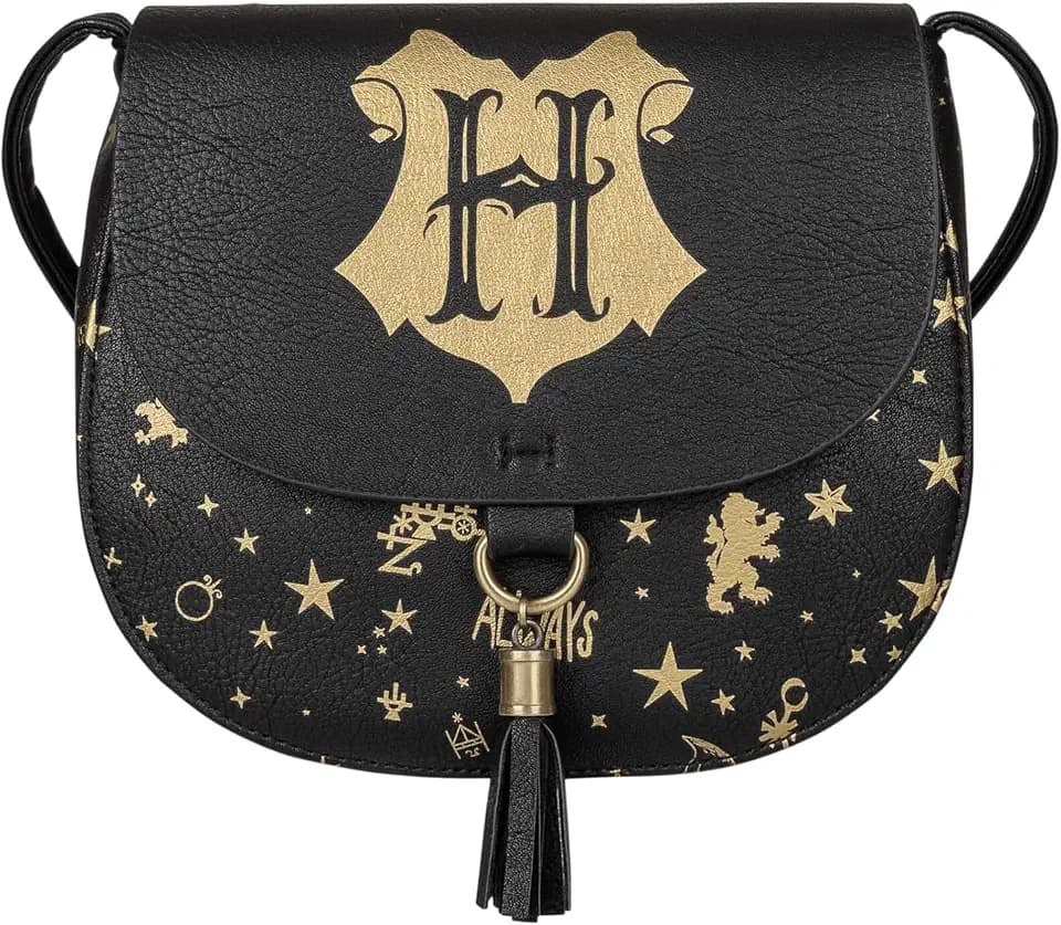 Harry Potter Hogwarts Crest Premium Umhängetasche, Schwarz , One Size