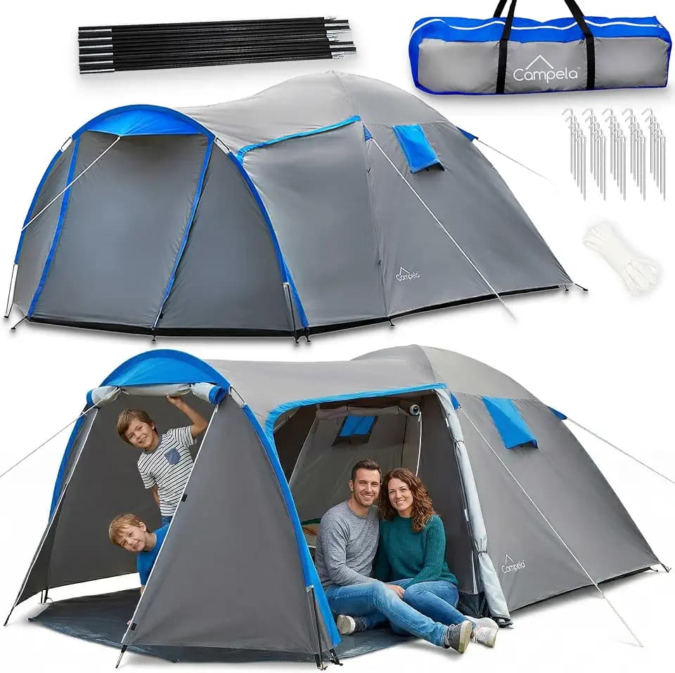 Touristenzelt, Familienzelt, Tropical, für 3-4 Personen, wasserdicht 3000m, geklebte Nähte, CA0013